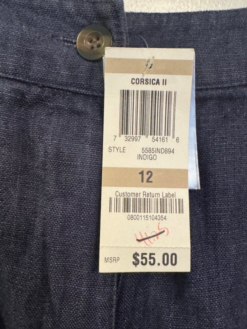 Charter Club Katherine Fit Womens Cropped Linen Pants Indigo Size 12 NWT - Picture 3 of 8